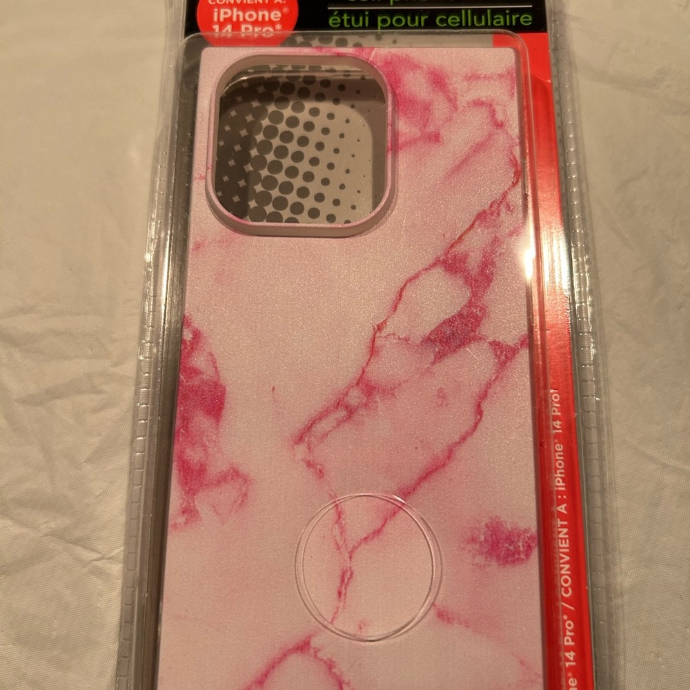 NWT Pink Marble IPhone 14 Pro Cell Phone Case with Camera Cutout